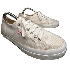 Superga 901 White 2750 Cotu Classic Sneaker Shoes Women Sz 9.5 Lace-Up Unisex EC